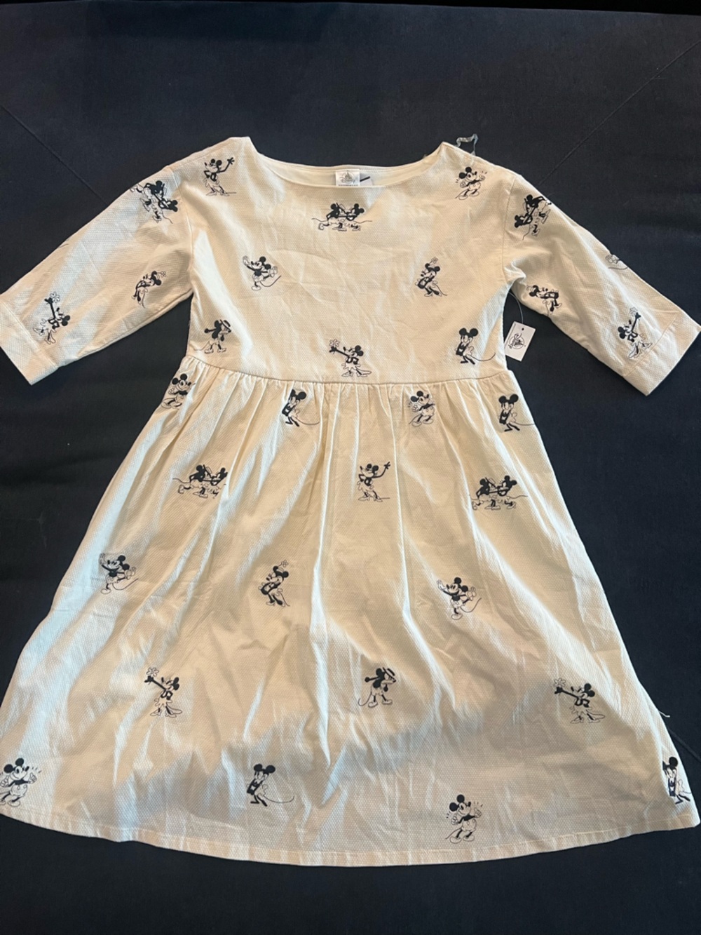 Disney Cream and Black Mickey Mouse Graphic Dress